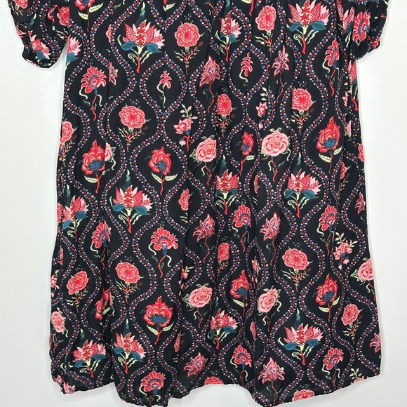 World‎ Market Floral Midi Dress Black Red Pink S/M Viscose Blend Bohemian - Picture 13 of 14